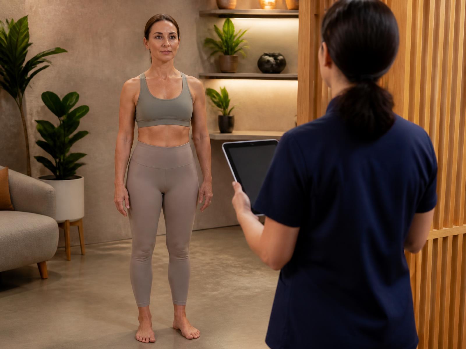 Woman taking part in a body composition assessment